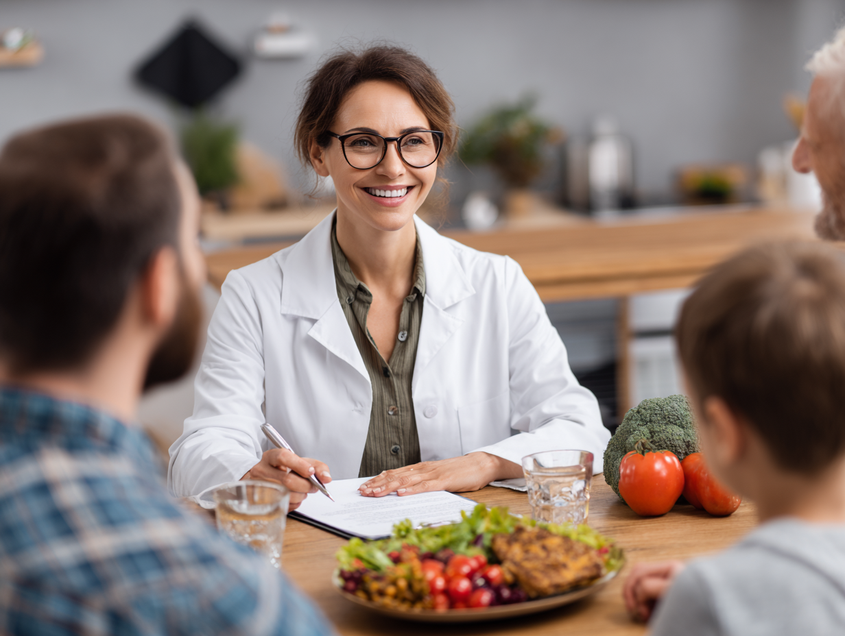 Консультант yelmavor проводить інтерв'ю з родиною про їхні харчові потреби та уподобання